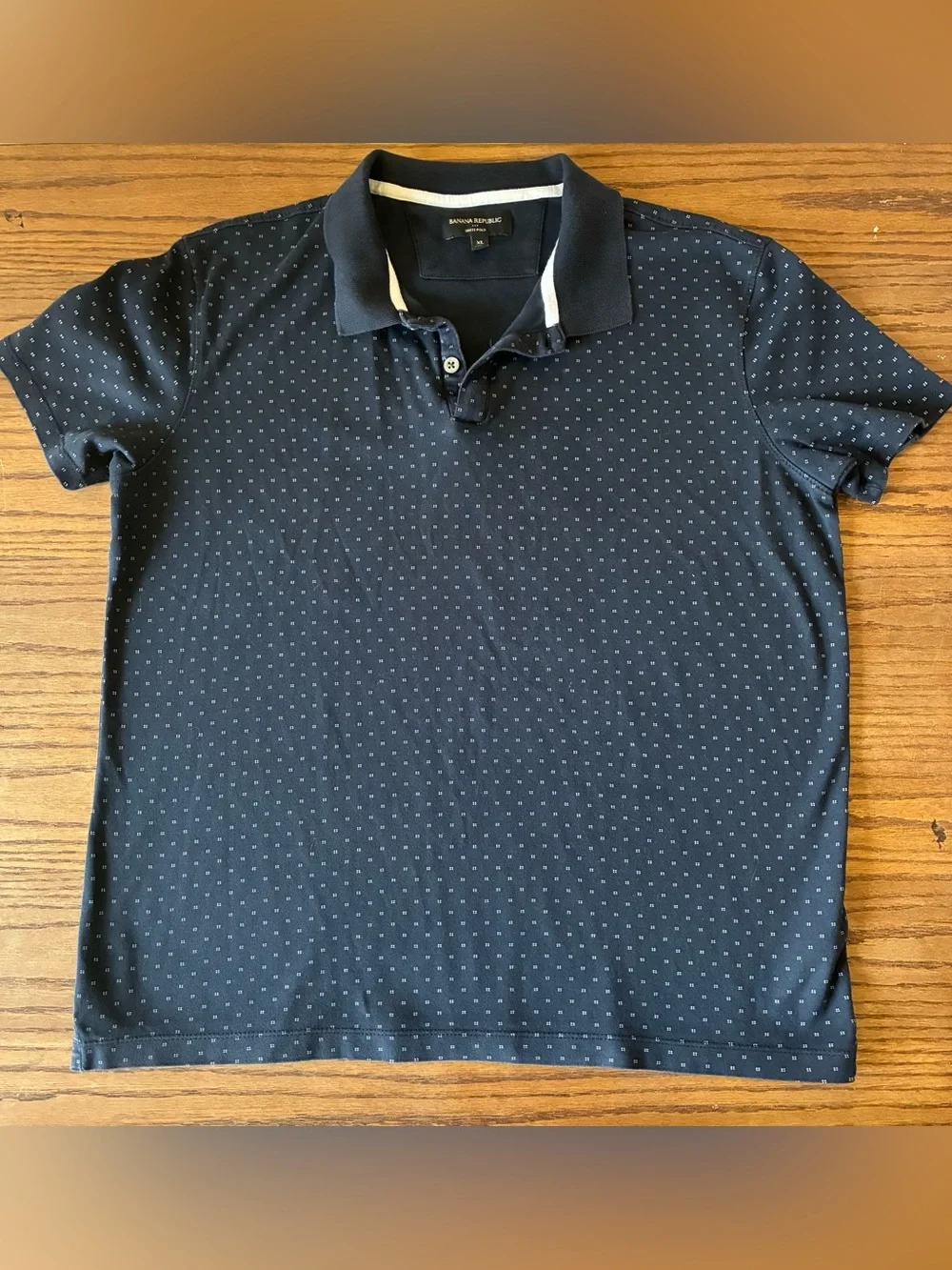 Banana Republic Men’s Navy Polo with Micro Dot Pattern - XL